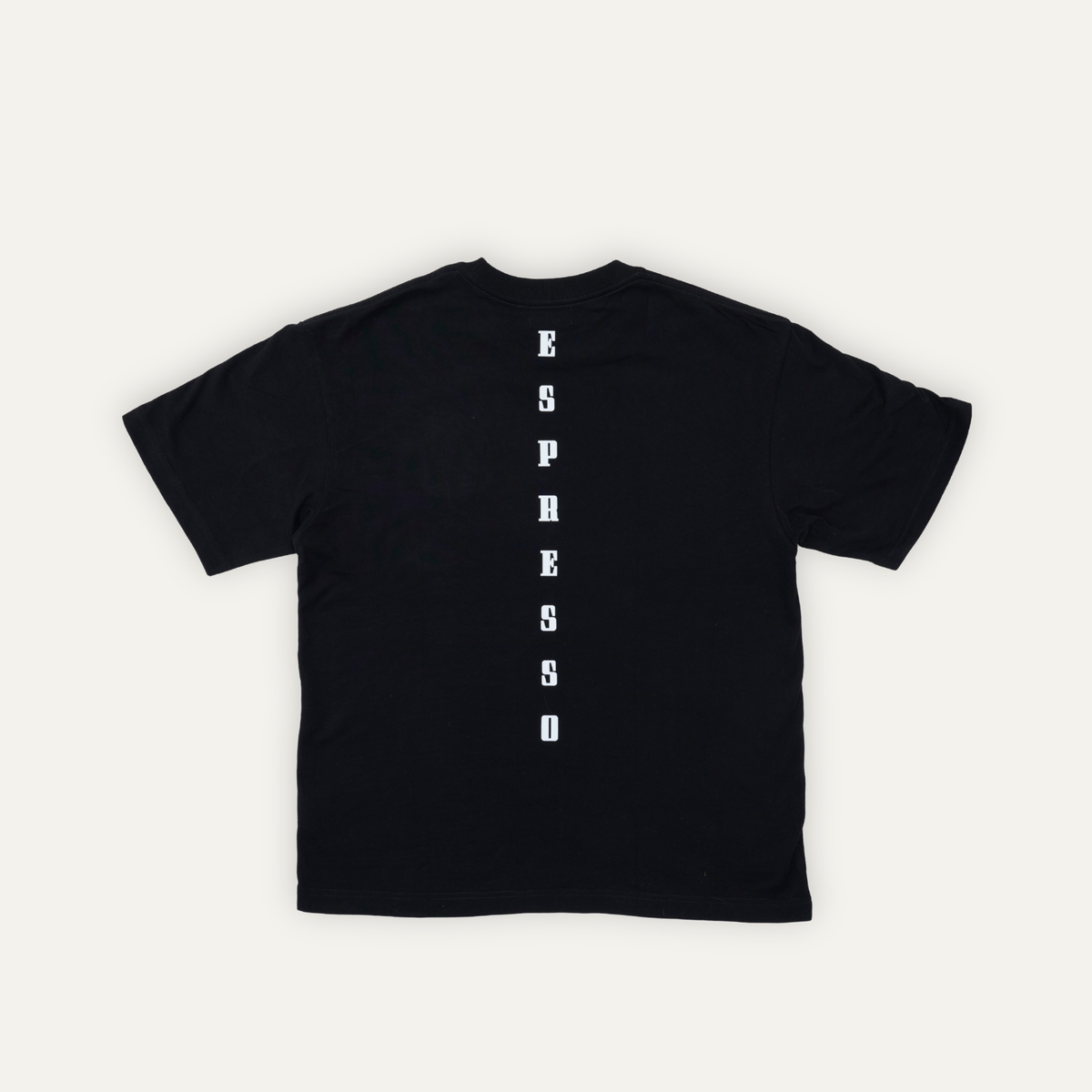 FIOR Espresso Essential Tee - Black back view with Espresso print