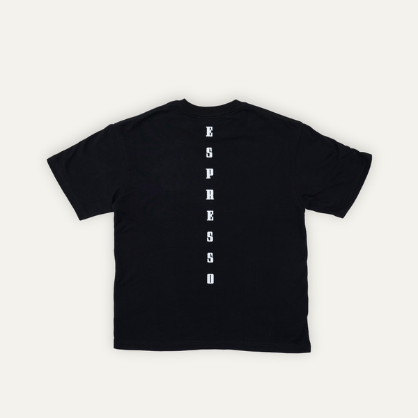 FIOR Espresso Essential Tee - Black back view with Espresso print