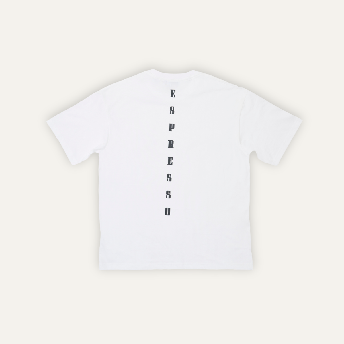 FIOR Espresso Essential Tee - White back view with Espresso print