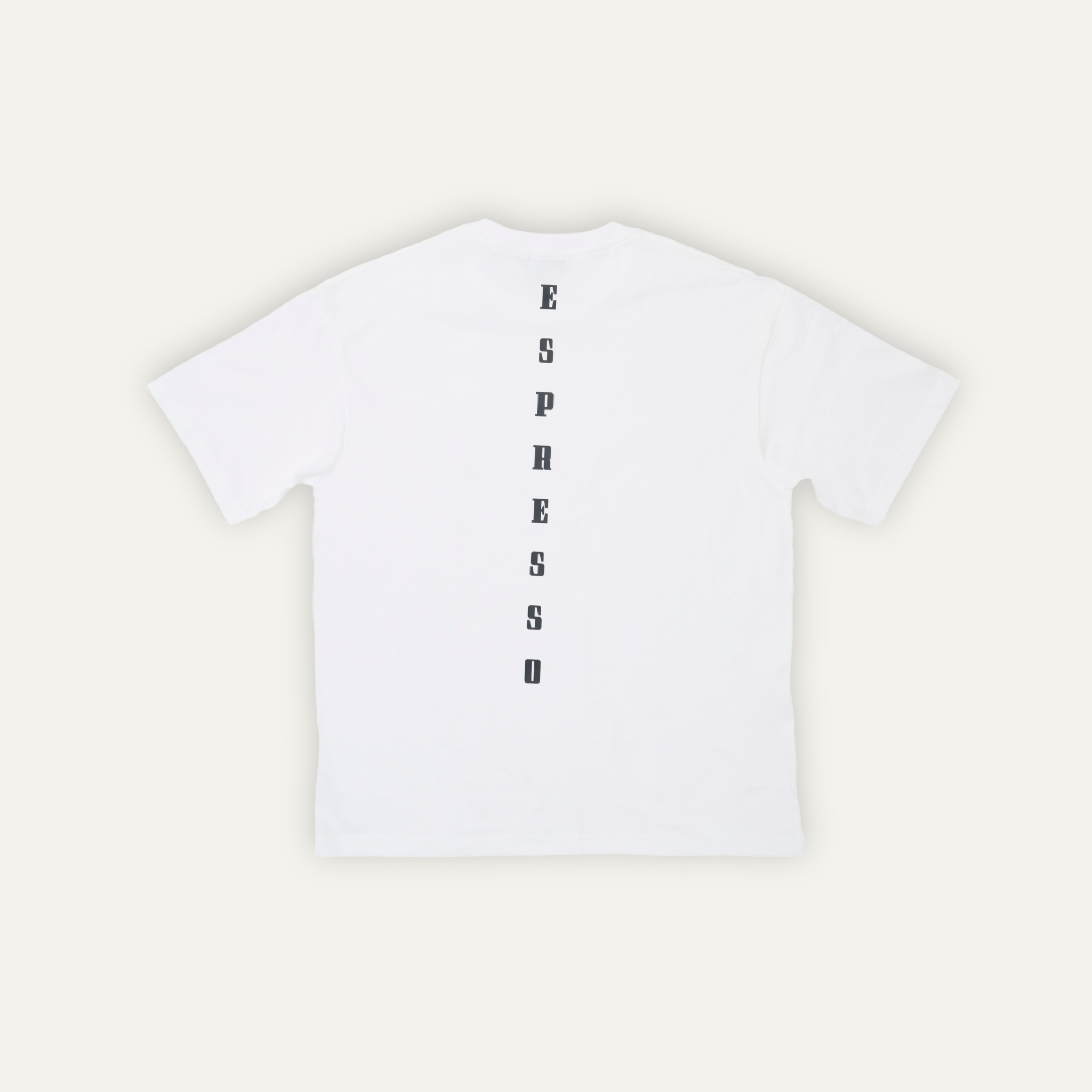 FIOR Espresso Essential Tee - White back view with Espresso print