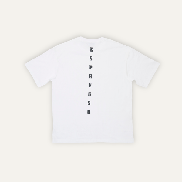 FIOR Espresso Essential Tee - White back view with Espresso print