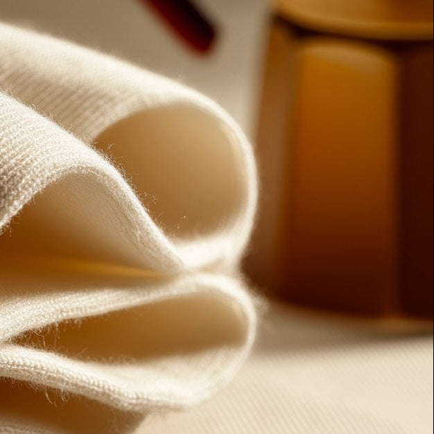 organic cotton folds with espresso shadow on cream background, FIOR.