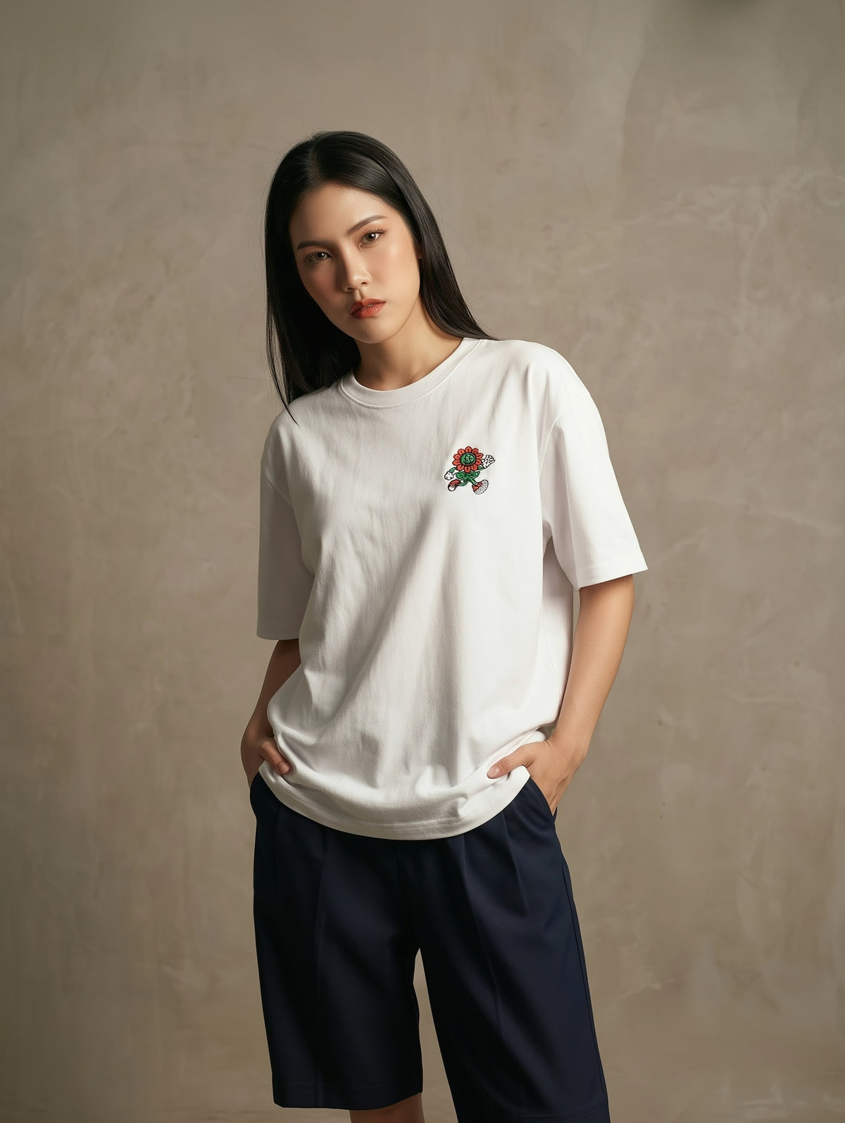 Women’s front view, black unisex T-shirt, FIOR